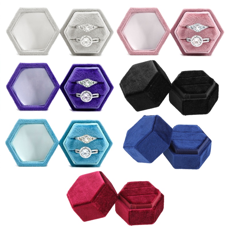 Soporte De Anillo De Joyería De Terciopelo SIY Caja De Boda De Compromiso Fotos Ranuras Dobles