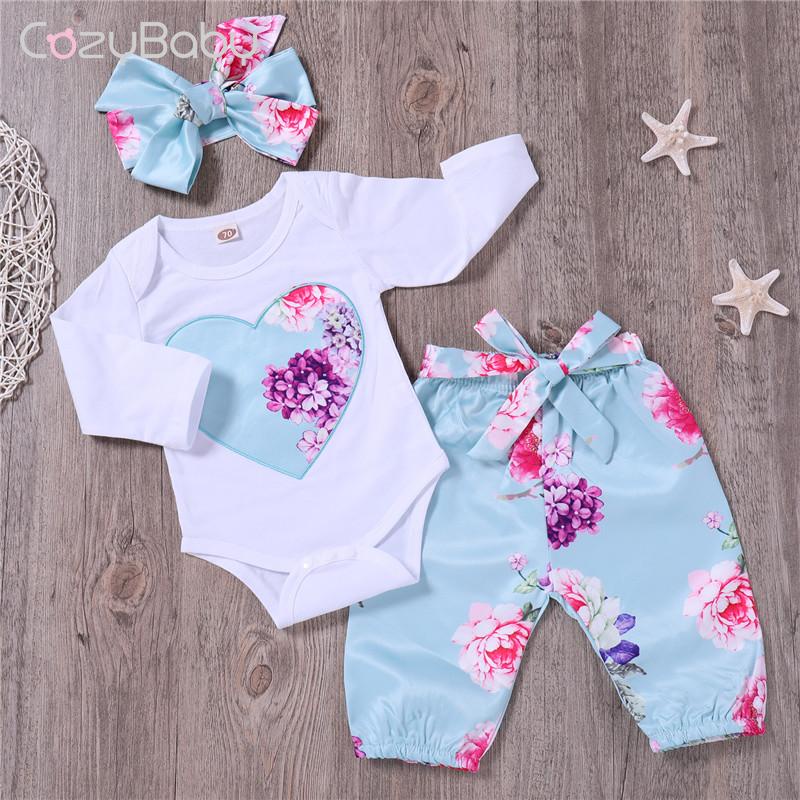 Corea barco deseable 3pcs lindo bebé niña ropa conjunto mameluco body+pantalones y diadema conjunto  para bebé niño niña | Shopee Colombia