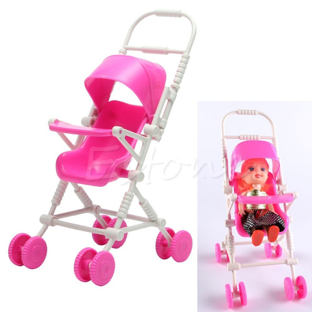 Asamblea Cochecito De Bebé Carro Juguetes De Vivero Muebles Para Muñeca Barbie Rosa #2