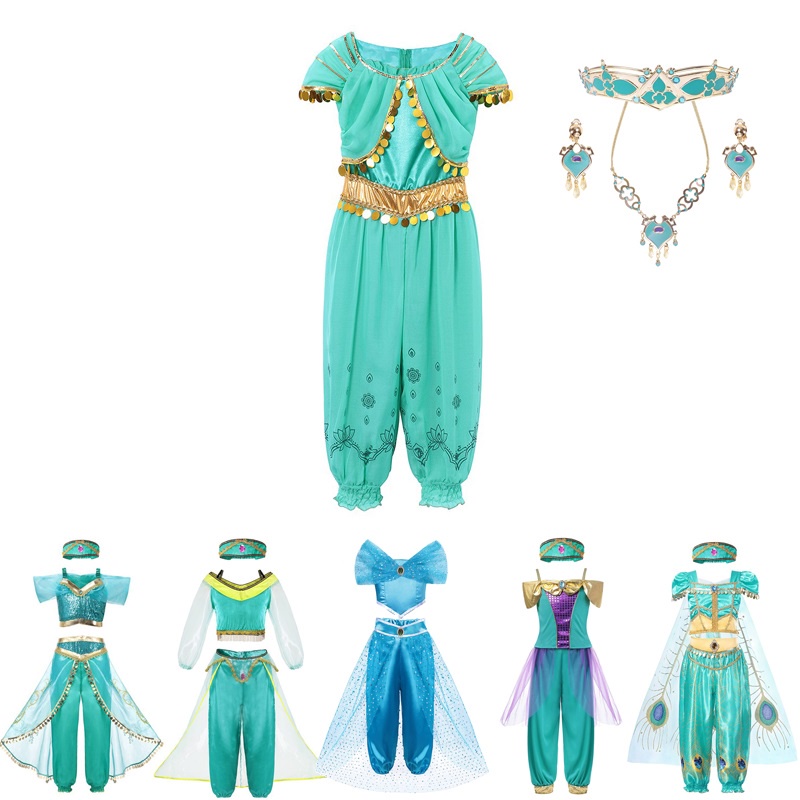 Princesa Árabe Aladdin Jazmín Disfraz De Fantasía De Los Niños Niñas  Lentejuelas Fiesta De Halloween Cosplay Vestir Ropa | Shopee Colombia