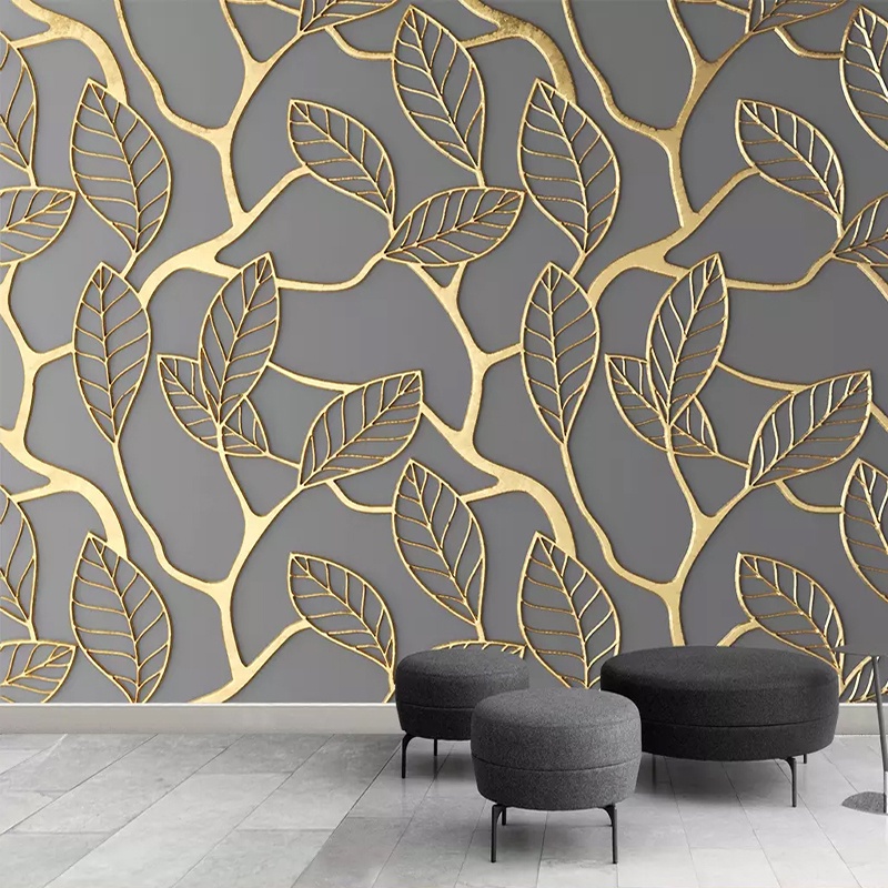 Papel Pintado De Fotos Personalizado Para Paredes 3D Estereoscópico Hojas  De Árbol Dorado Sala De Estar TV Fondo Mural De Pared Creativo 3D | Shopee  Colombia