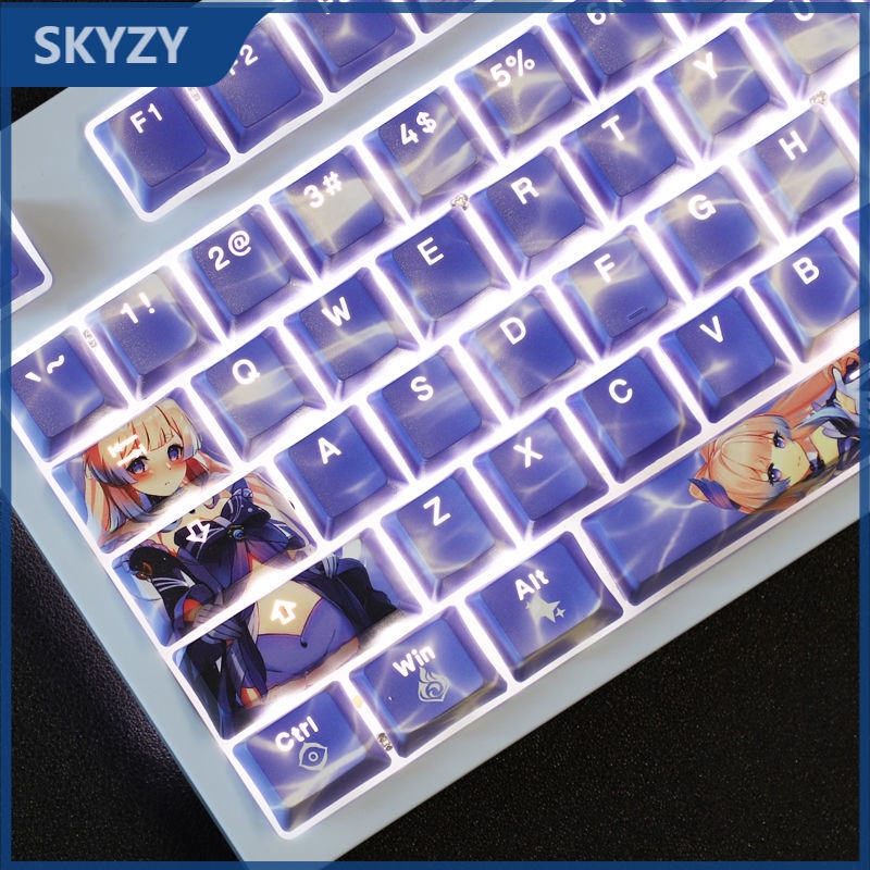 Genshin Impact Theme Keycap Sangonomiya Kokomi Anime Pbt Tinte Sublimación Teclado Mecánico 108 4320