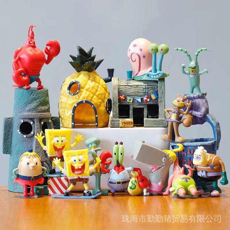 Decoración De Acuario De Dibujos Animados Esponja Bobs Patrick Estrella Piña Casa Bajo El Agua Tanque De Peces Camarones Refugio Figura Juguetes #5