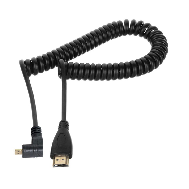 Image of 90 Degree Spring Extension HDMI Cable Micro-HDMI to HDMI Male HDTV Cable for Tablet & Camera UP #2