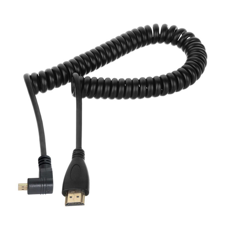 90 Degree Spring Extension HDMI Cable Micro-HDMI to HDMI Male HDTV Cable for Tablet & Camera UP