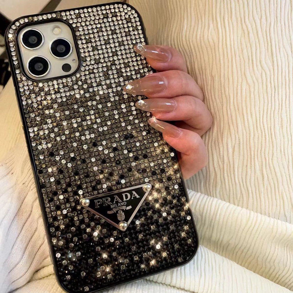 Bling Glitter Prada Diamond Case Para iphone 13 12 11 Pro Max X XS XR 7 8  Plus Funda Protectora De Diamantes De Imitación Duro Antigolpes Carcasa  Para Teléfono | Shopee Colombia