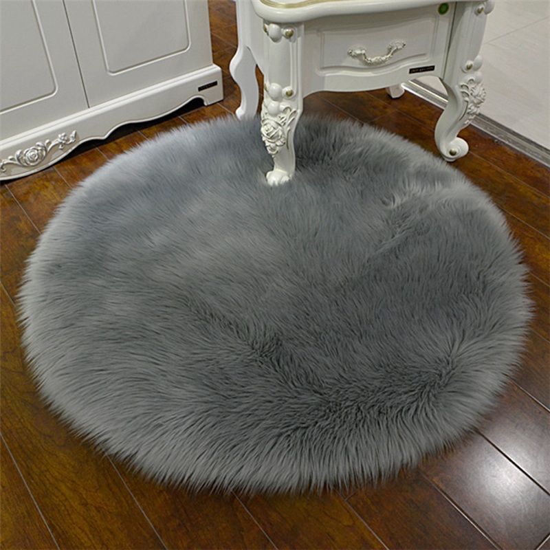 Alfombra blanca suave Shaggy Área de la silla Cubierta alfombra Piel sintética