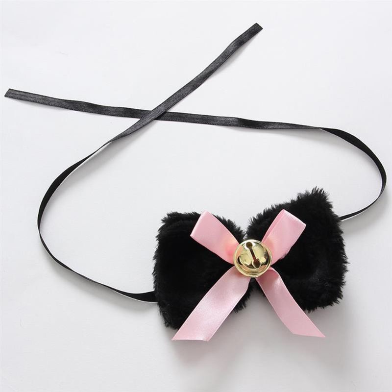 EST Women Lady Cat Kitty Maid Cosplay Costume Set Plush Ear Bell Headband Bowknot Collar Choker Tail Paws Gloves Anime Props