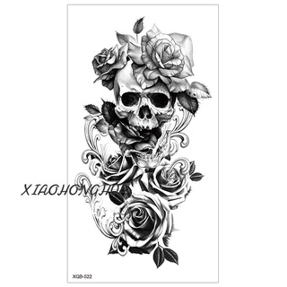 Image of thu nhỏ Small full-arm tattoo sticker waterproof and durable half-arm skull English letter other shore flower tattoo sticker #4