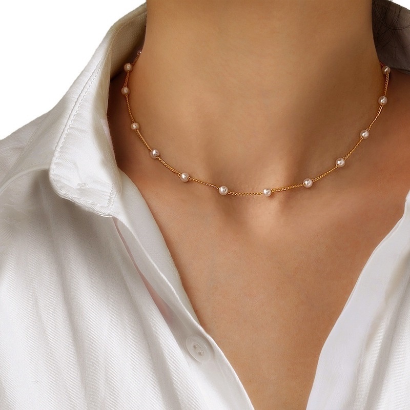 Juwelenkind Collar de perlas color oro-blanco elegante Joyería Cadenas Collares de perlas 