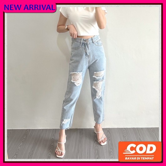 Pantalones Levis Rpped importados / Ripped Layer 7/9 azul claro - Jeans - Jeans elásticos importados - talla 27-34 BE79 (Luxe.Dlabel) - D5 Jeans | Jeans de cintura alta para mujer Premium Import Ripped Boyfriend Jeans #2