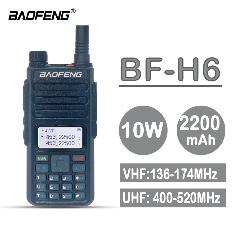 Baofeng BF H6 10W Alta Potencia Tres Frecuencias De Mano Largo Standy Radio De Dos Vías Banda Dual Comunicador-H6
