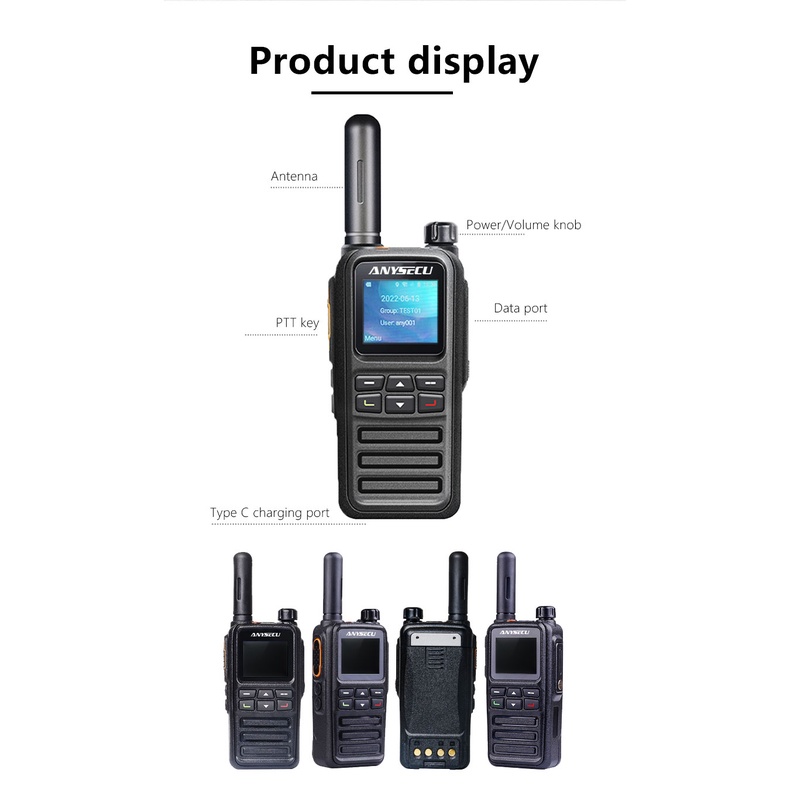 HD-720A Android POC Radio walkie talkie Anysecu 720A 4G De Dos Vías realptt O Zello