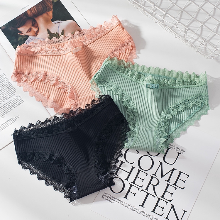 nuevo de algodón bowknot mujer ropa interior de color sólido transpirable media cintura gran tamaño chica | Shopee Colombia