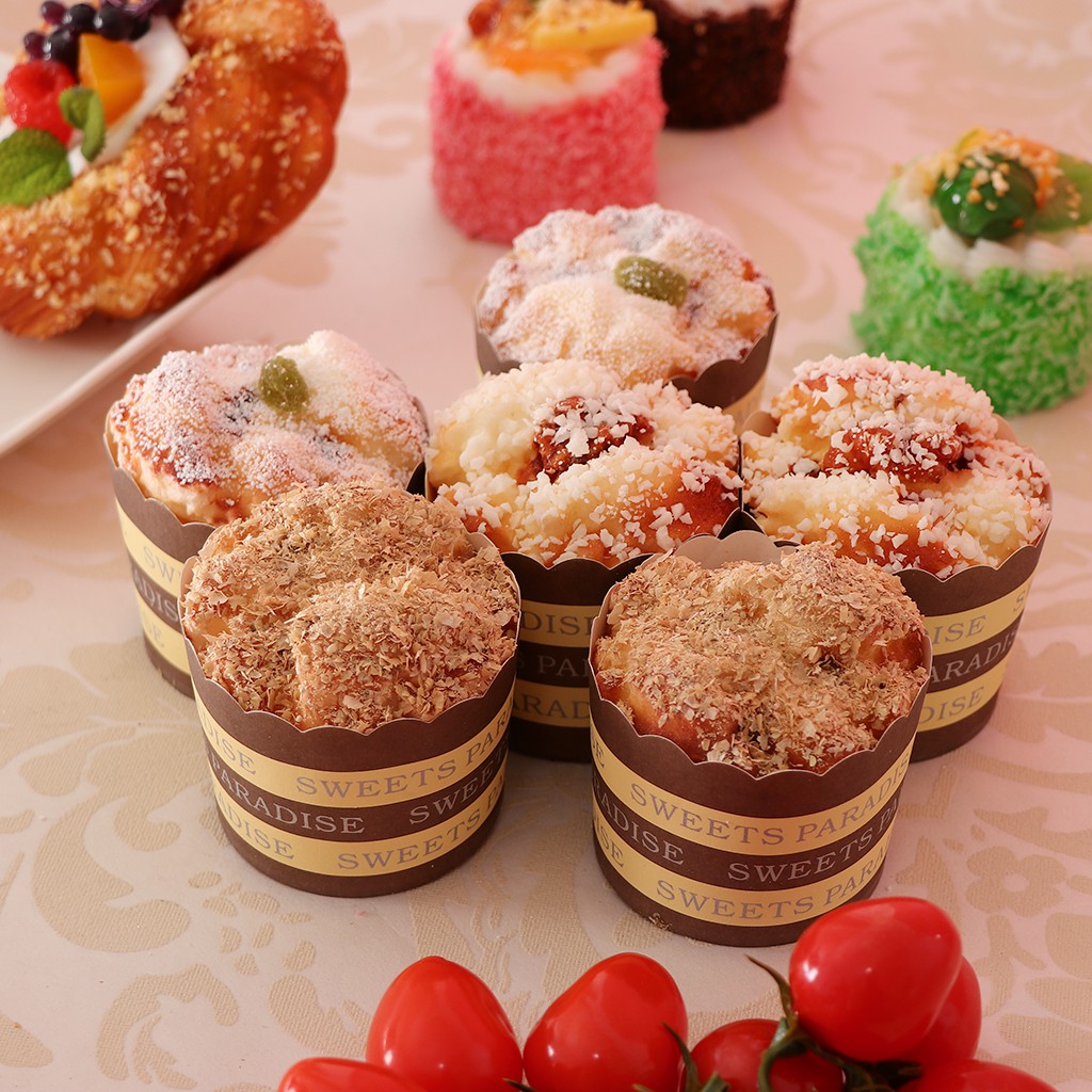 pan simulación de pasteles artificiales realistas de alimentos juguetes de decoración de exhibición postre para espolvorear cocina Cozyhoma 6 cupcakes falsos magdalenas 