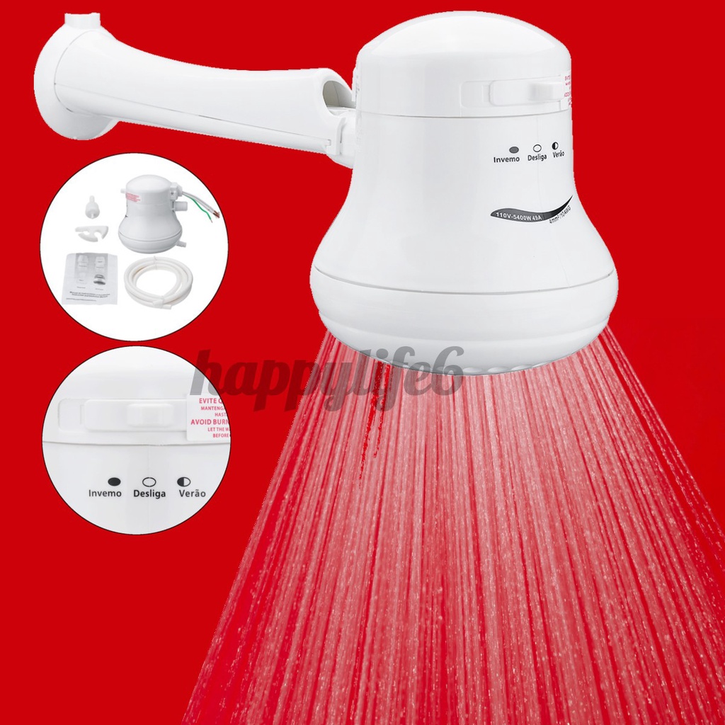 Cabezal ducha eléctrica Calentador agua instantáneo Soporte manguera baño 