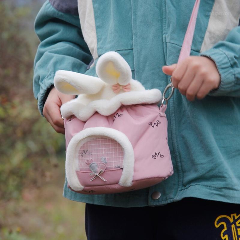hámster mochila de conejo rosa saco de dormir de ardilla Aolvo Hamster Bolsa de viaje creativa mochila de erizo para exteriores bolsa de dormir para mascota portátil transpirable con correa para el hombro 