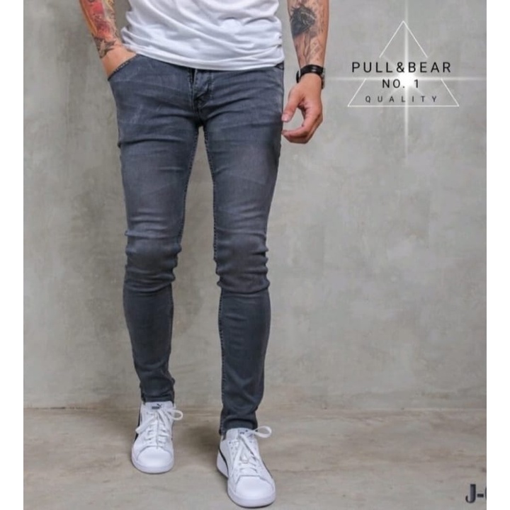 Jeans Whisker gris hombre / pantalones de oso y Pull & bear originales para hombre / elástico completo Softjeans Shopee Colombia