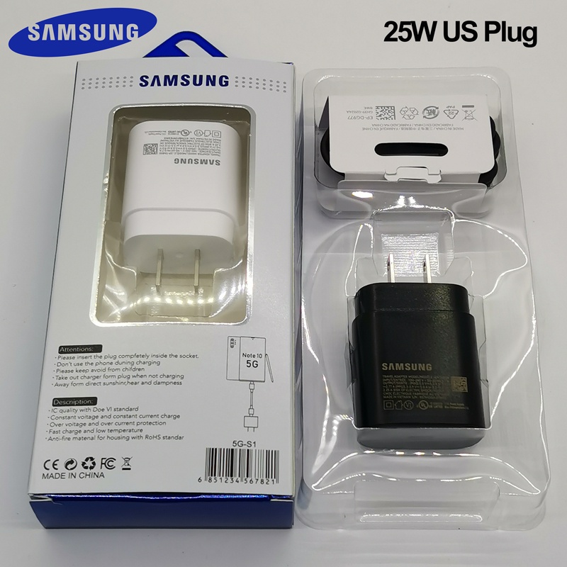 Samsung 25W Enchufe De Ee . Uu Cargador Rápido PD Adaptador De Carga Súper Rápida 3A Tipo C Para Galaxy S20 Note 20 Ultra 10 Plus S20FE M51 A71 A80