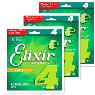 Juego De 4 Cuerdas De Bajo Elixir NANOWEB 14077 #2