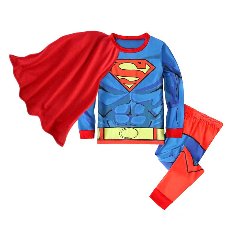 Niños De Dibujos Animados Superman Pijama De Algodón Conjunto Con Capa |  Shopee Colombia