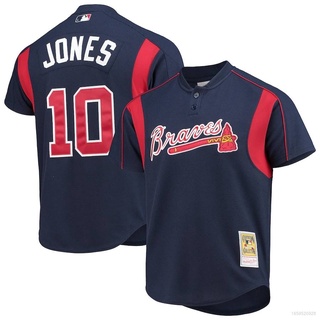 YP2 Atlanta Braves Camisetas De Béisbol POLO No . 10 Jones Jersey Sports Tee Versión De Jugador De Talla Grande Unisex PY2 #5