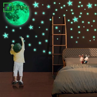 Estrellas Y Luna Luminoso Pegatinas de pared Brillan en Oscuridad Planeta Espacio Dormitorio Calcomanía Co 