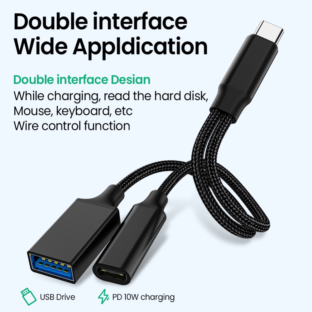 Cable Adaptador 2 En 1 USB C OTG Con Puerto De Carga PD Para Teléfono Inteligente/pc/Tableta