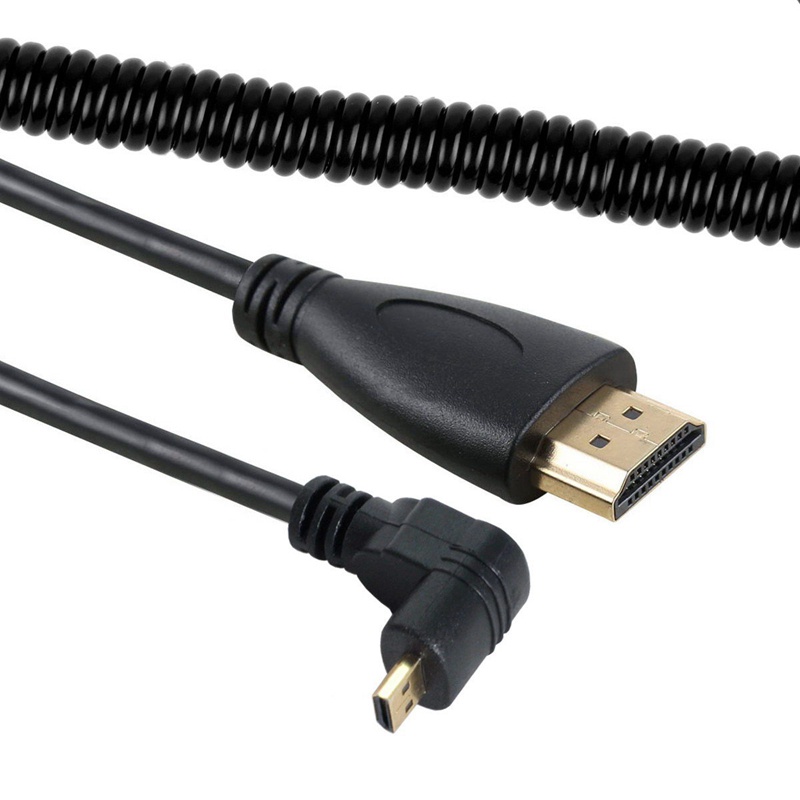 Image of 90 Degree Spring Extension HDMI Cable Micro-HDMI to HDMI Male HDTV Cable for Tablet & Camera UP #3