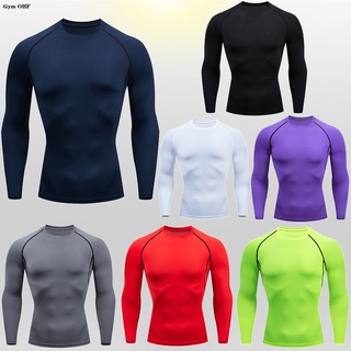 Image of hombres camisetas fitness runing joggers gimnasio compresión camisa de manga larga camisetas para hombre