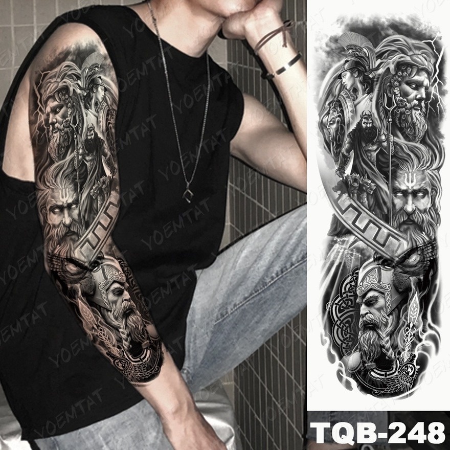 Gran Brazo Tatuaje Dragón Soldado Guerrero Impermeable Temporal Cuerpo Arte  Etiqueta León Rey Universo Falso Completo Tatoo Descuento | Shopee Colombia