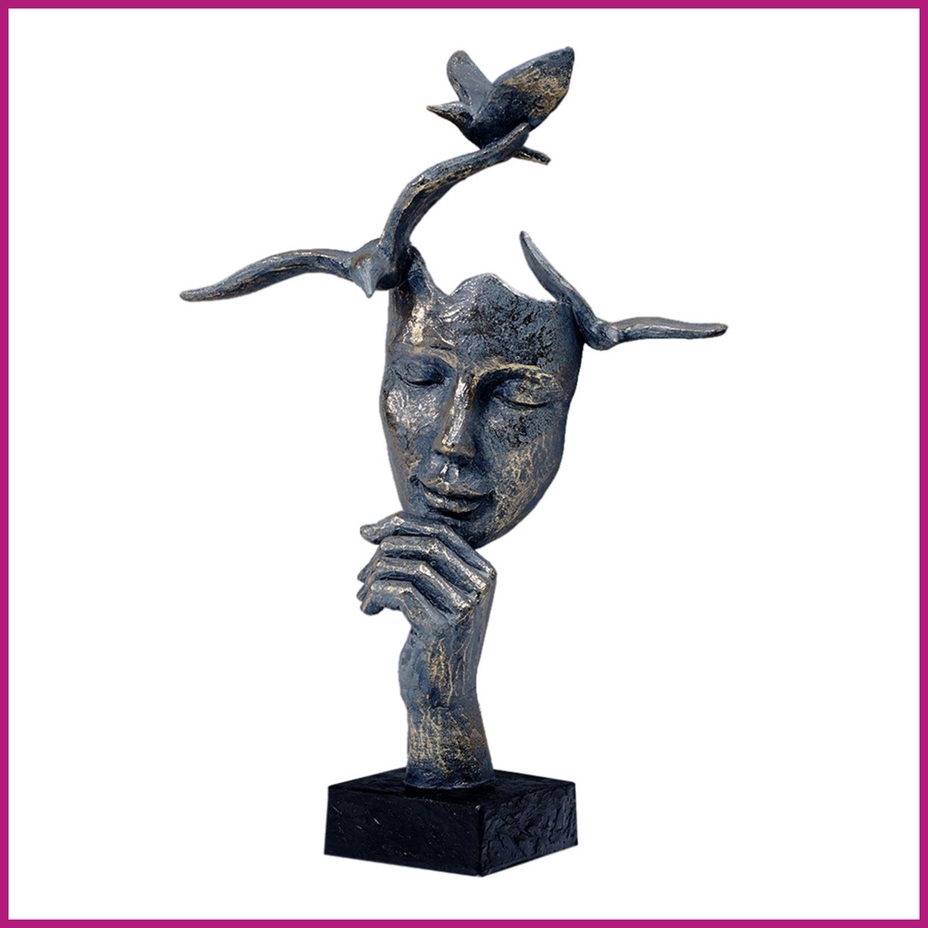 FENDOUBA Estatua Decorativa Escultura Abstracta Pensador el Silencio es Oro Estatuas de Personas Manualidades Creativas Decoración de Oficina En Casa Adornos de Arte Resina Estatuilla 