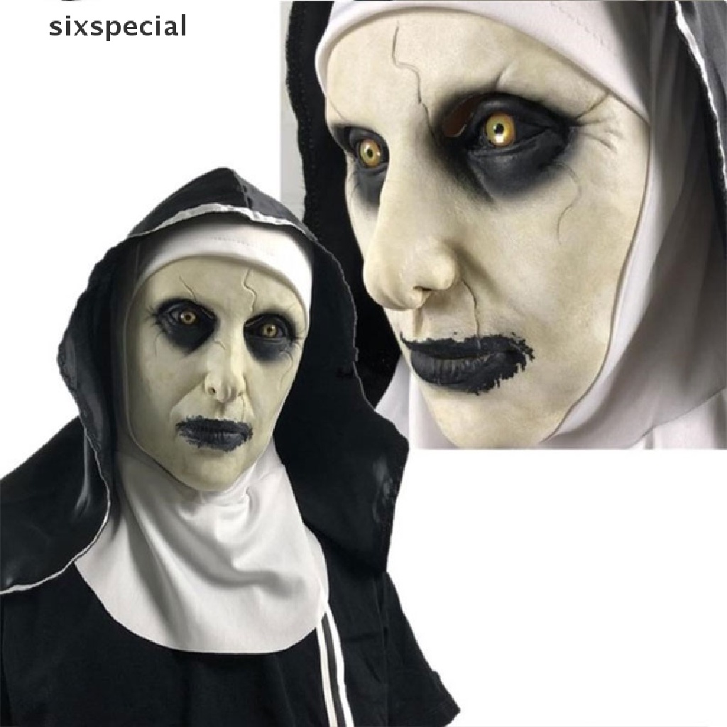 sixspecial La Máscara De Látex Monja Horror Scary w/Carf Valak Cosplay Para Disfraz De Halloween