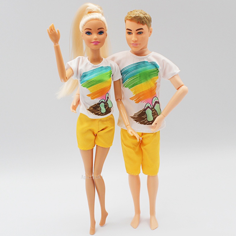 4 Sets estilos surtidos Girl Doll Toy traje de baño de verano trajes de playa Boy Doll Beach Pants accesorios de ropa para Barbie Toys y Ken Dolls 