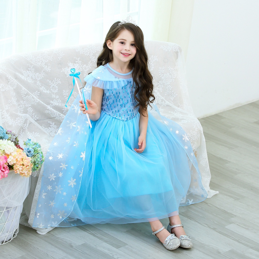 Frozen Disfraz Para Niñas Elsa Vestido Azul Princesa Malla De Bola Niños  Reina De Nieve Cosplay Ropa De Carnaval | Shopee Colombia