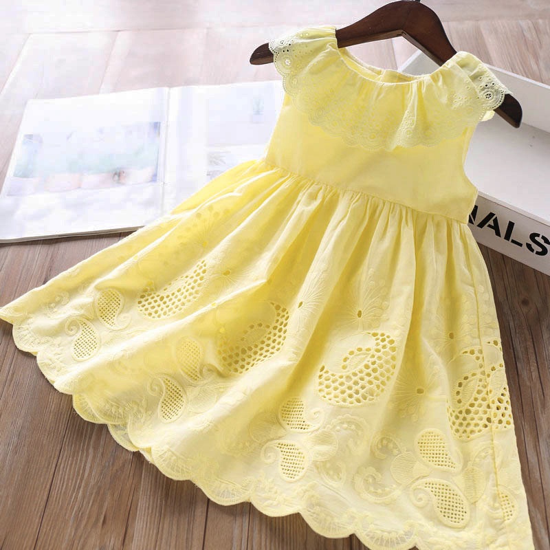 Vestido Amarillo Para Niñas De Encaje Para Sin Mangas Para Niños | Colombia