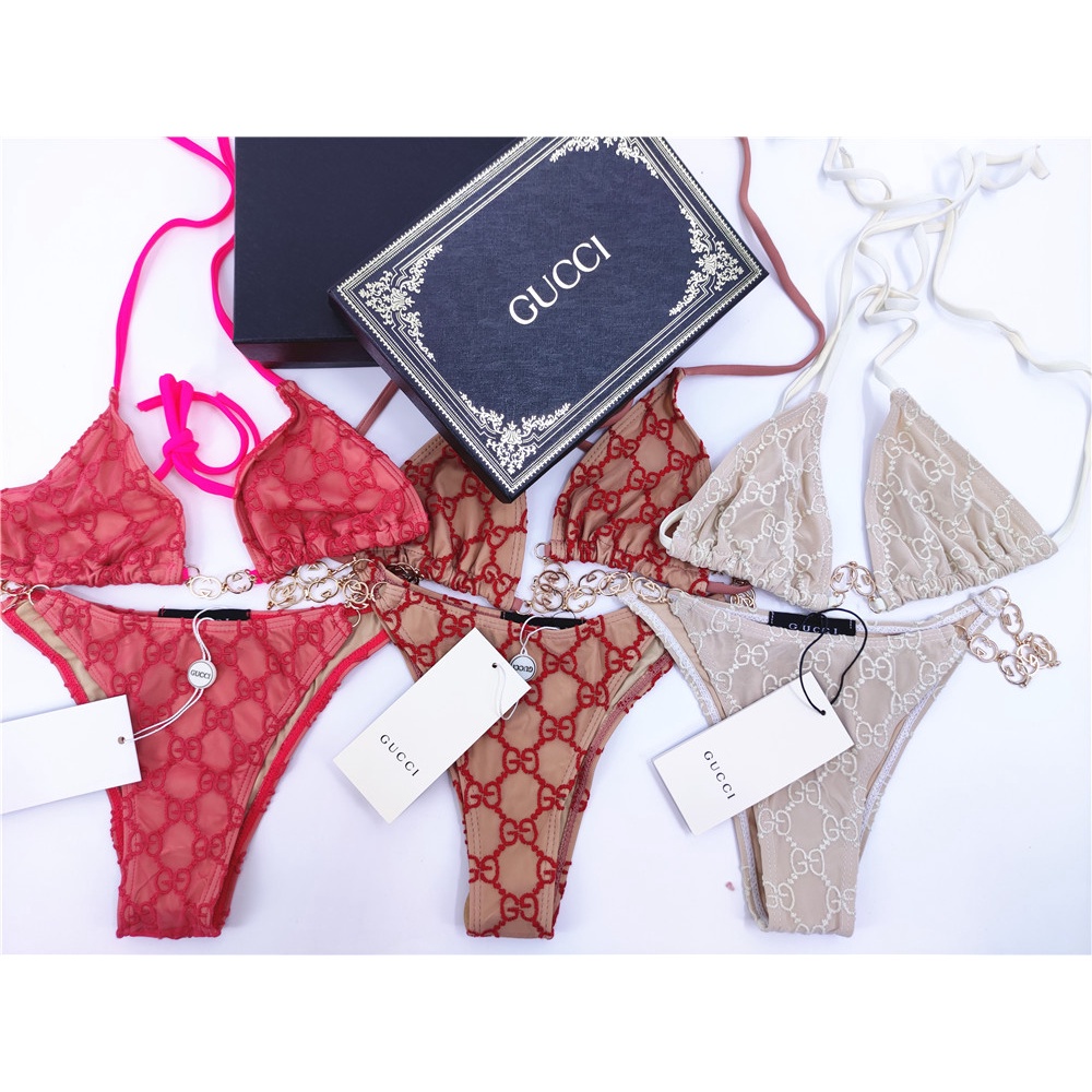 Diseño De Marca De Lujo Gucci Lencería Sexy Mujer Cadena De Encaje Ropa  Interior Bikini Body Bralette Balconette | Shopee Colombia