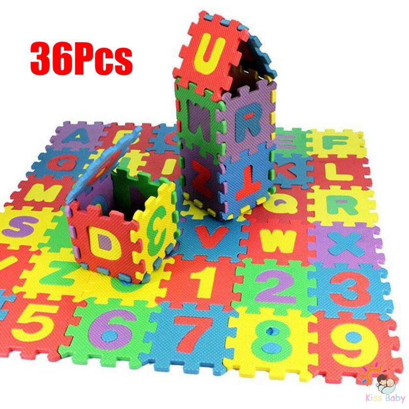 TXYFYP 36 Unids/Pack Alfombra de Rompecabezas para bebés Espuma Suave Jugar Números del Alfabeto DIY Puzzle Alfombra Alfombra Piso 