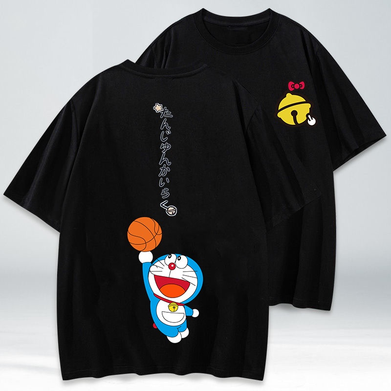 Camiseta de manga corta para niños cuello redondo Aatensou Doraemon diseño de dibujos animados unisex 