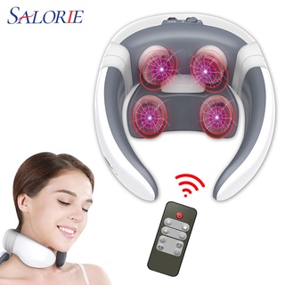 Image of salorie recargable eléctrico masajeador de cuello y pulso espalda 9 modo control de potencia infrarrojo alivio del dolor cuello fisioterapia instrumento d00110