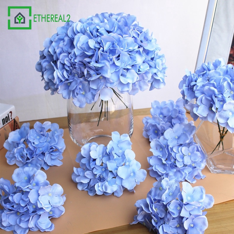 cabeza de flor decorativa colorida, flor de hortensias de seda artificial,  flor decorativa de pared de fondo de arco de diy, floristería falsa  productos para el hogar de plástico productos artificiales de