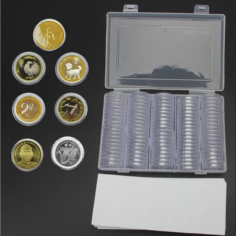 AB 100Pcs 30 Mm Cápsulas De Monedas Proteger La Junta De La Colección Caja De Almacenamiento Transparente