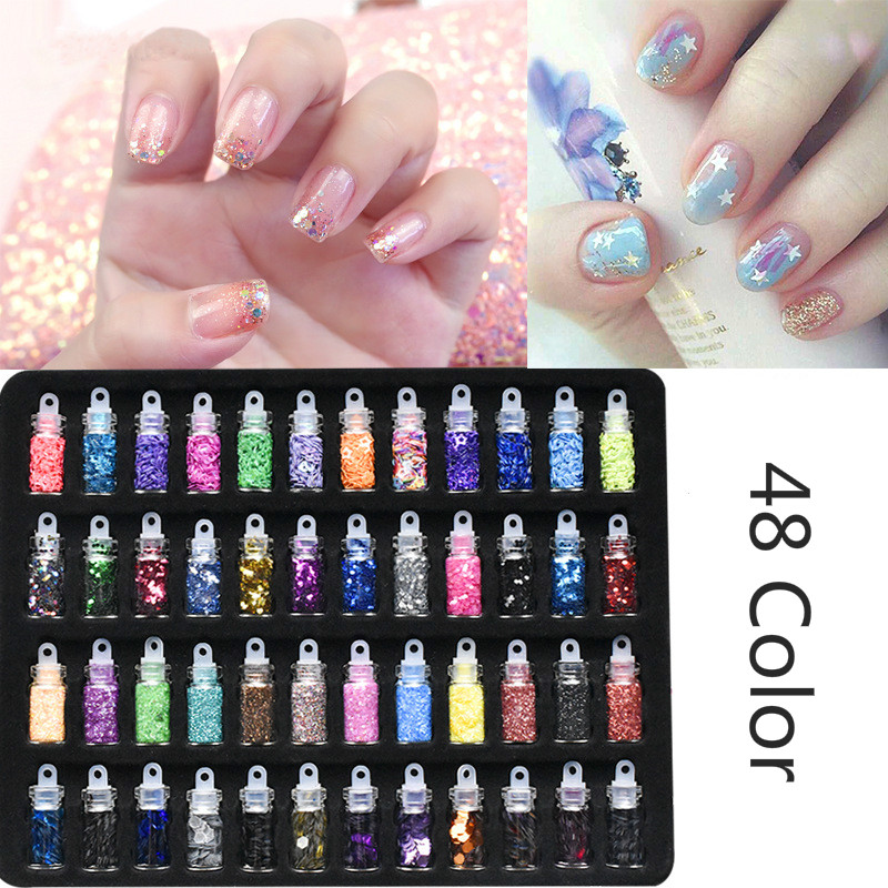 Rushed polvo de uñas nuevo 48 botellas/conjunto Mini lentejuelas coloridas  conjunto de perlas de uñas acrílicas Gel UV decoración de diamantes de  imitación | Shopee Colombia