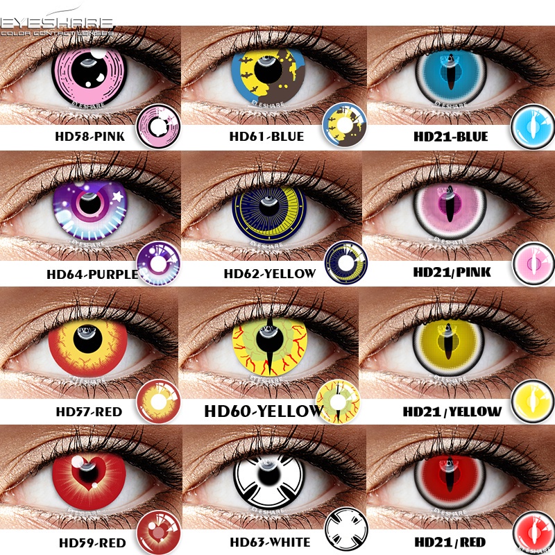 EYESHARE 2pcs Lentes De Contacto De Dibujos Animados Naruto Cosplay Lente Para Ojos Cosméticos Halloween Contactos Anime Accesorios Color Yealy Ues 14,5mm #2