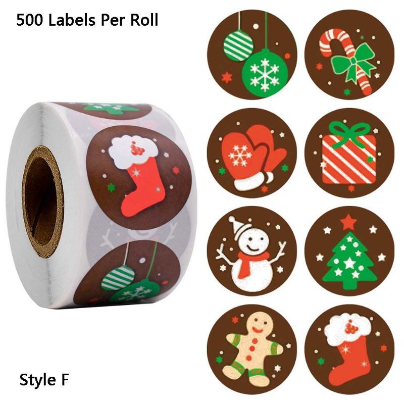 500 un./Rollo Feliz Navidad Pegatinas Caja de Tarjeta de Regalo Envolvente Paquete Etiqueta 2 tipo 