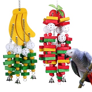 Image of Juguetes Colgantes De Madera Para Pájaros De Loro De Morder Plátano Manzana Brochetas Ramo Suministros Para Mascotas
