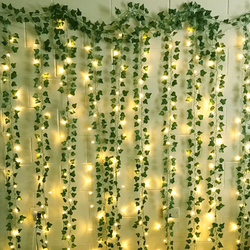 2M de largo plantas artificiales pared hoja verde/simulación arce rojo  hiedra/casa Patio jardín boda bricolaje decoración de plástico ratán |  Shopee Colombia