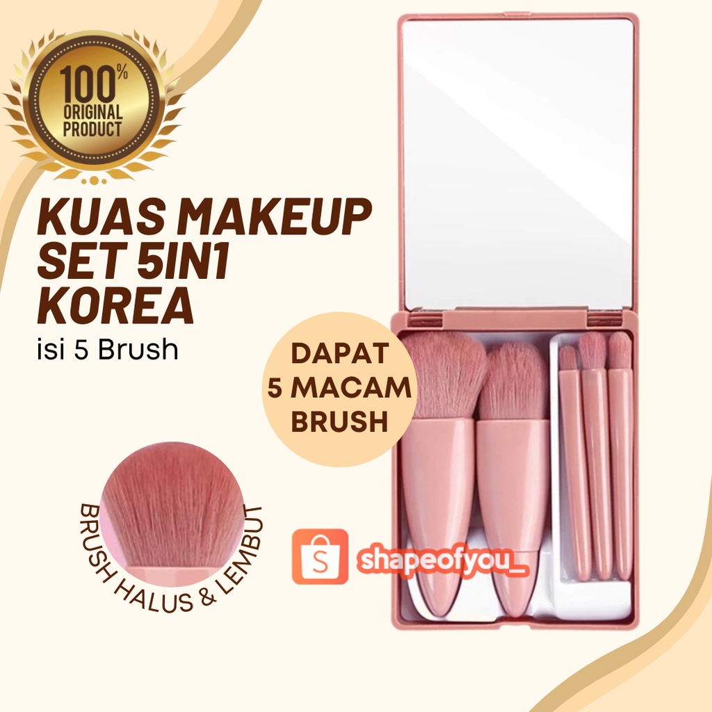 Juego de brochas de maquillaje 5in1 Premium Soft Brush diseño presente hay  un cepillo de maquillaje coreano de vidrio de Color marrón | Shopee Colombia