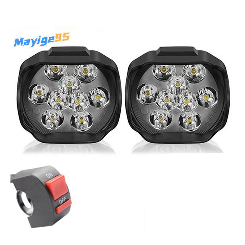Faros Delanteros De La Motocicleta 9 LED 12V Super Brillante Niebla Punto Blanco Luz De Trabajo Con Interruptor Para Motocicletas Bicicletas Eléctricas #2