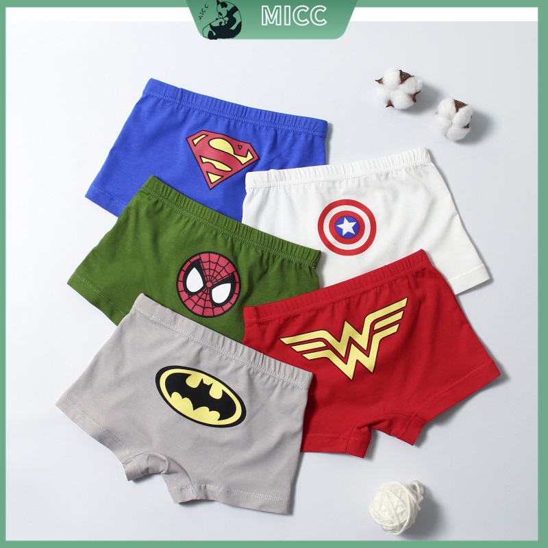 5PCS Héroe Niño Bóxer Ropa Interior Niños Estudiante Moda Plana Capitán  Spiderman Dibujos Animados Cuadrado | Shopee Colombia